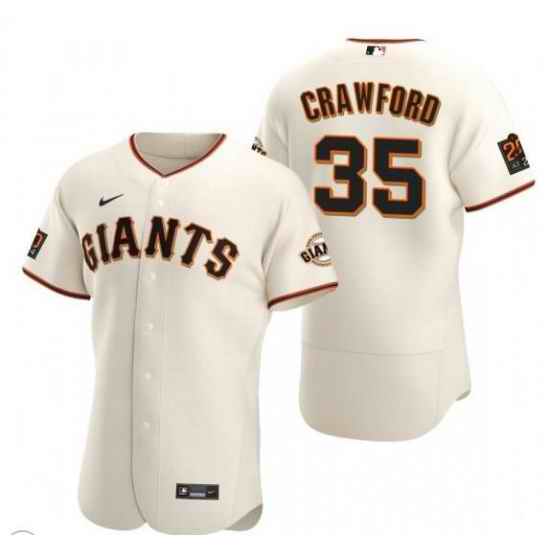 Men San Francisco Giants Brandon Crawford Cream Flex Base Jersey 2020